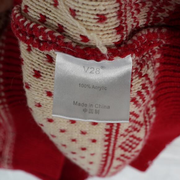 Merry Christmas V28 Ugly Knit Sweater Womens XXL Red Reindeer Snowflake Hoodie - Picture 4 of 8